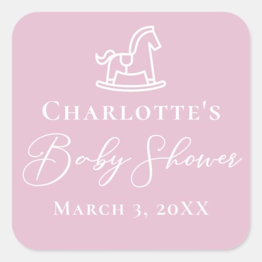 Niedliche Rocking Horse Kinderdusche Quadratischer Aufkleber (Vorderseite)