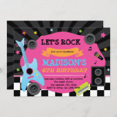 Niedliche Rockstar-Geburtstagsfeier Einladung (Vorne/Hinten)