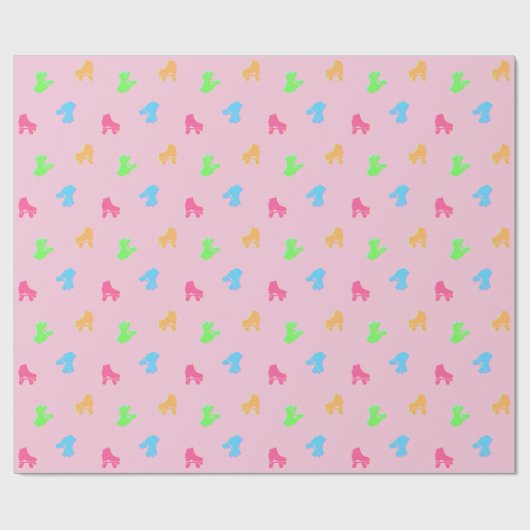 Niedliche Roller Skate Derby Pattern Pink Geschenkpapier (Flach)