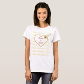 Niedliche Romantik Gold Red Heart Moderner Valenti T-Shirt (Vorne ganz)