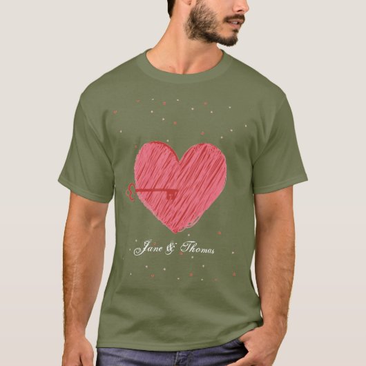 Niedliche Romantik Moderner Valentinstag T-Shirt (Vorderseite)
