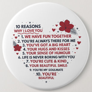 niedliche romantische 10 Gründe Liebe Sie Valentin Button