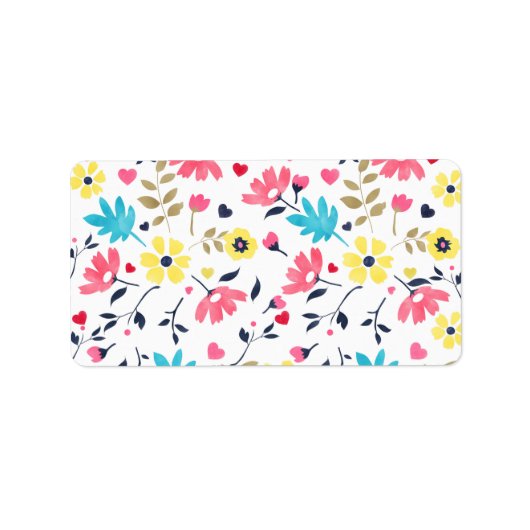 Niedliche romantische Blume Herz Aquarellfarbe Adressaufkleber (Vorne)