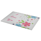 Niedliche romantische Blume Illustration "I Liebe  Schneidebrett (Ecke)