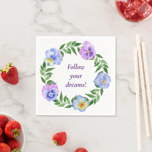 Niedliche romantische Blume Wasserfarben Geburtsta Serviette (Beispiel)