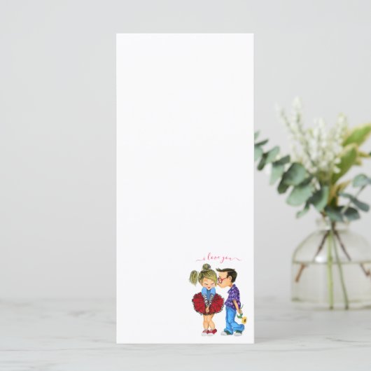 Niedliche romantische Couple Liebe - Kiss - I Lieb Menükarte (Stehend Vorderseite)