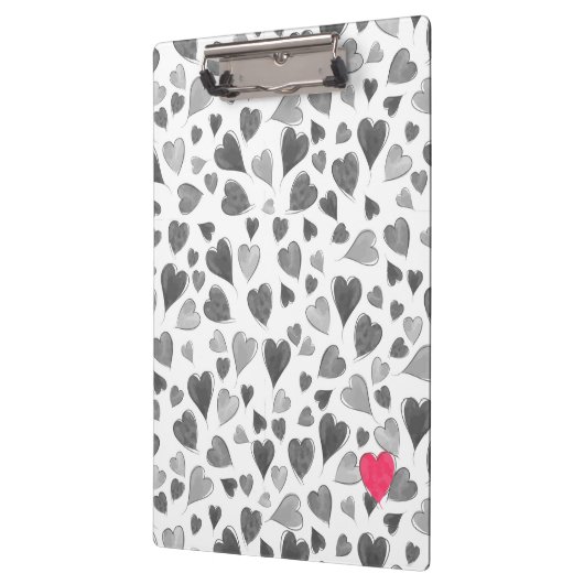 Niedliche romantische, graurosa, handgezeichnete H Klemmbrett (Links)