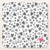 Niedliche romantische, graurosa, handgezeichnete H Rechteckiger Pappuntersetzer (Vorderseite)