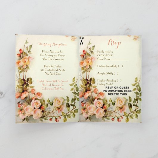 Niedliche romantische Hochzeitseinladung Siegel un Einladung (Innenseite)