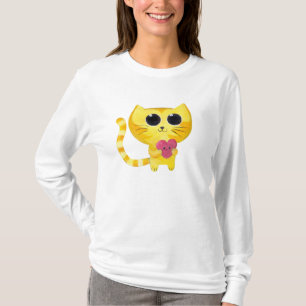 Niedliche romantische Katze mit lächelndem Herzen T-Shirt