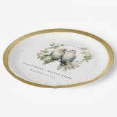 Niedliche romantische Liebesgeburten Botanische Tr Pappteller (Schrägansicht)