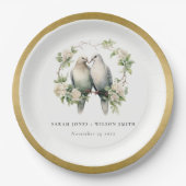 Niedliche romantische Liebesgeburten Botanische Tr Pappteller (Vorderseite)