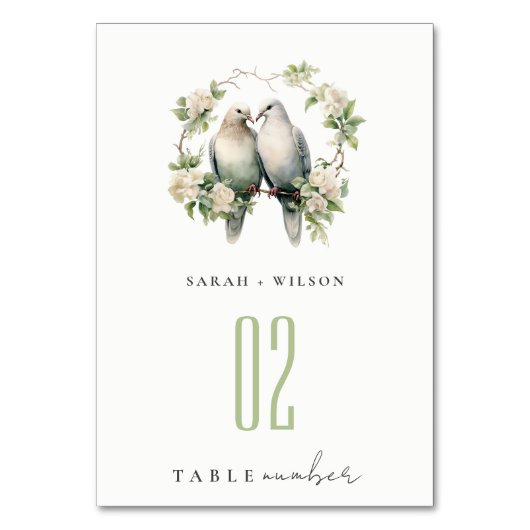 Niedliche romantische Liebesgeburten Botanische Tr Tischnummer (Rückseite)