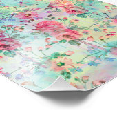 Niedliche romantische Rose mit Blumenfarbe Wasserf Fotodruck (Ecke)