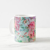 Niedliche romantische Rose mit Blumenfarbe Wasserf Kaffeetasse (Vorderseite Links)