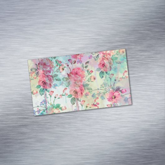 Niedliche romantische Rose mit Blumenfarbe Wasserf Magnetische Visitenkarte (Beispiel)