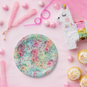 Niedliche romantische Rose mit Blumenfarbe Wasserf Pappteller (Party)