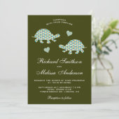 Niedliche romantische Schildkröten Einladung Hochz (Stehend Vorderseite)