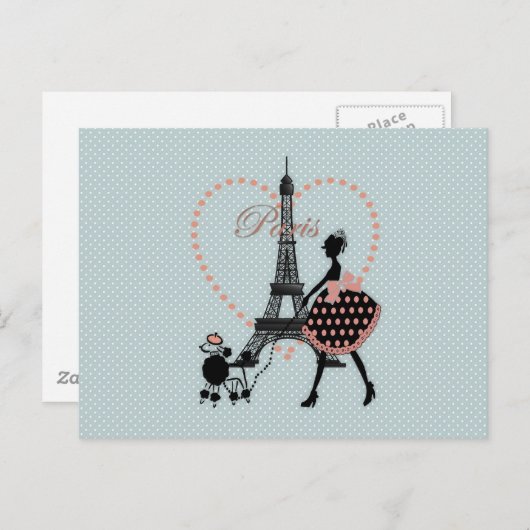 Niedliche romantische Vintage Silhouette Postkarte (Vorne/Hinten)