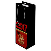 Niedliche Rooster Chinesisch Neues benutzerdefinie Geschenktüte Für Weinflaschen (Vorderseite Schrägansicht)
