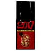 Niedliche Rooster Chinesisch Neues benutzerdefinie Geschenktüte Für Weinflaschen (Vorderseite)