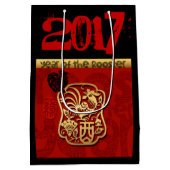 Niedliche Rooster Chinesisch Neukundenjahr Geburts Mittlere Geschenktüte (Rückseite)