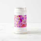 Niedliche, rosa abstrakte Blume Bierglas (Mittel)