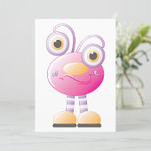 Niedliche rosa Alien mit großen Augen Einladung