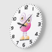 Niedliche rosa Alien mit großen Augen Große Wanduhr (Winkel)