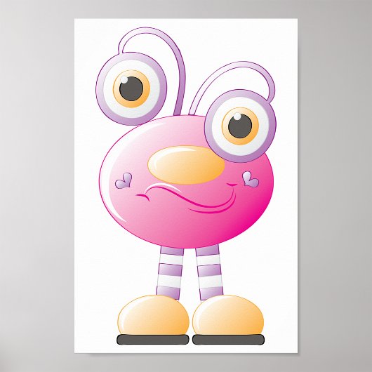 Niedliche rosa Alien mit großen Augen Poster