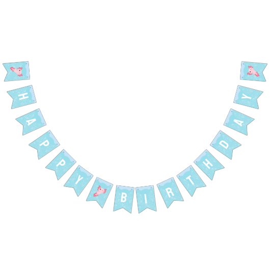 Niedliche Rosa Axolotl Unterwasser Geburtstagspart Wimpelkette (Alle)