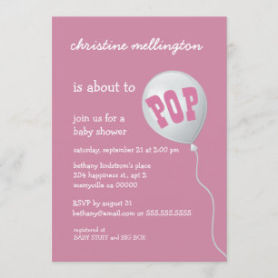 Niedliche rosa Baby-Dusche mit Ballon für Mädchen Einladung