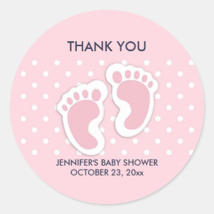 Niedliche rosa Baby Mädchen-Abdruck-Baby-Dusche Runder Aufkleber