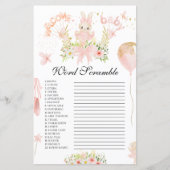 Niedliche Rosa Ballerina Baby Dusche Wort verwirre (Vorderseite)