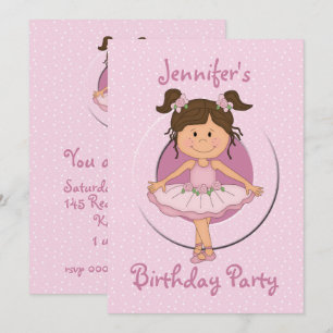 Niedliche Rosa Ballerina Geburtstagsparty Einladung