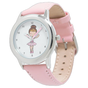 Niedliche Rosa Ballerina Girl mit Tiara Watch Armbanduhr