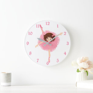 Niedliche rosa Ballerina-Kinder Große Wanduhr