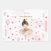 Niedliche rosa Ballerina und Ballons Geburtstag Geschenkpapier Set (Vorderseite)