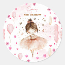 Niedliche rosa Ballerina und Ballons Geburtstag
