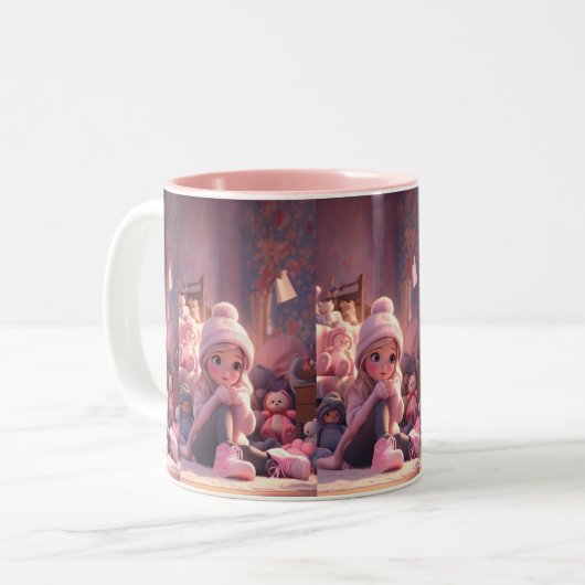 niedliche Rosa Barbie-Puppe-Tasse Zweifarbige Tasse (Vorderseite Links)