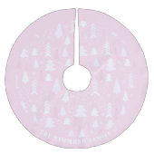 Niedliche Rosa Baummuster Muster Baumstruktur-Rock Polyester Weihnachtsbaumdecke (Vorderseite)