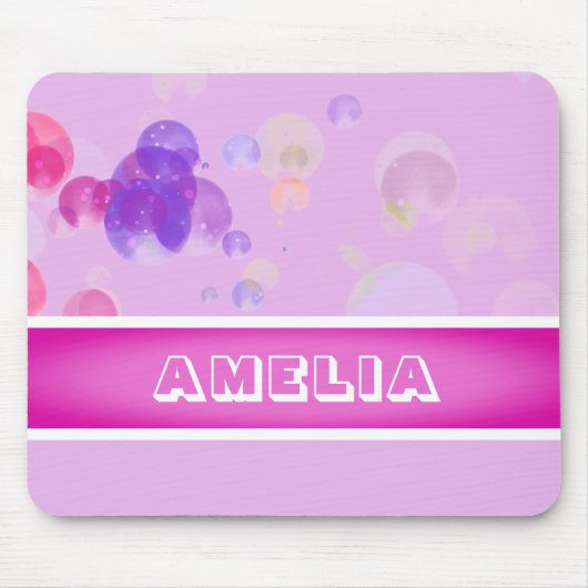 Niedliche Rosa Bläschen Mädchenname Mousepad (Vorne)