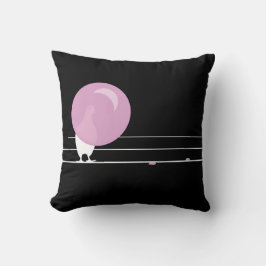 Niedliche Rosa-Blase-Birds auf einem Drahtschwarz Kissen