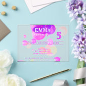 Niedliche Rosa Blasen Kindergeburtstag Party Acryleinladungen (In Situ (Hochzeit))