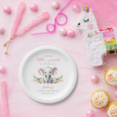 Niedliche Rosa Bläserlephant Kindermädchendusche Pappteller (Party)