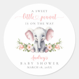 Niedliche Rosa Bläserlephant Kindermädchendusche Runder Aufkleber