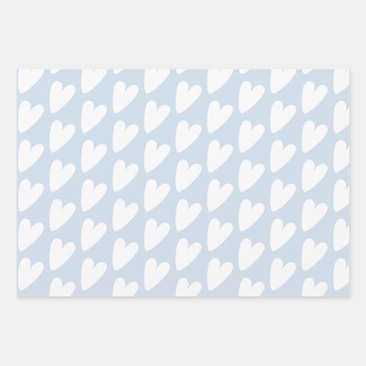 Niedliche rosa blaue Herz-Umhüllungspapierblätter Geschenkpapier Set (Vorderseite 3)