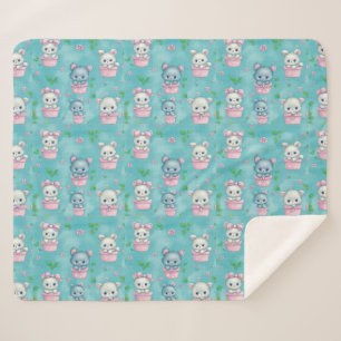 Niedliche rosa blaue Kätzchen in Blume Sherpadecke