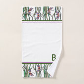 Niedliche Rosa blaue Libellen und grüne Blätter Badhandtuch Set (Handtuch)