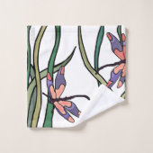 Niedliche Rosa blaue Libellen und grüne Blätter Badhandtuch Set (Waschlappen)